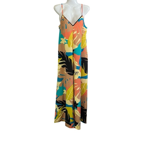 LUUKSE Tropical Print Wide-Leg Romper Jumpsuit Sz-Small - Picture 1 of 6